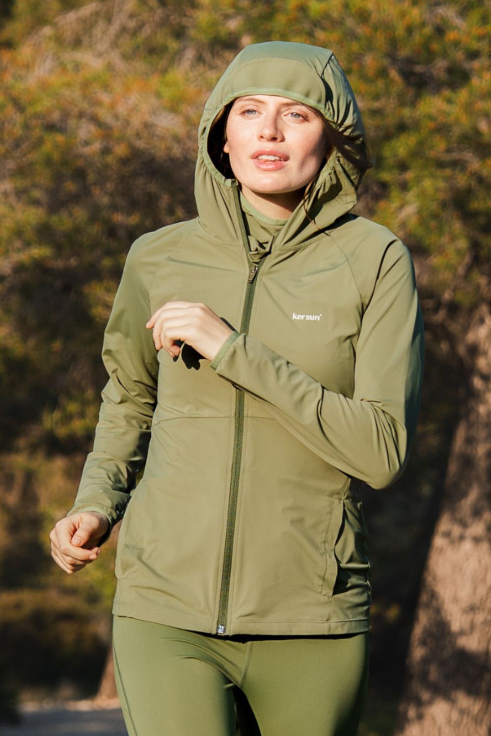 Veste anti-UV - Boston verte pour femme, légère et respirante, idéale pour la course en plein air, UPF 50+.