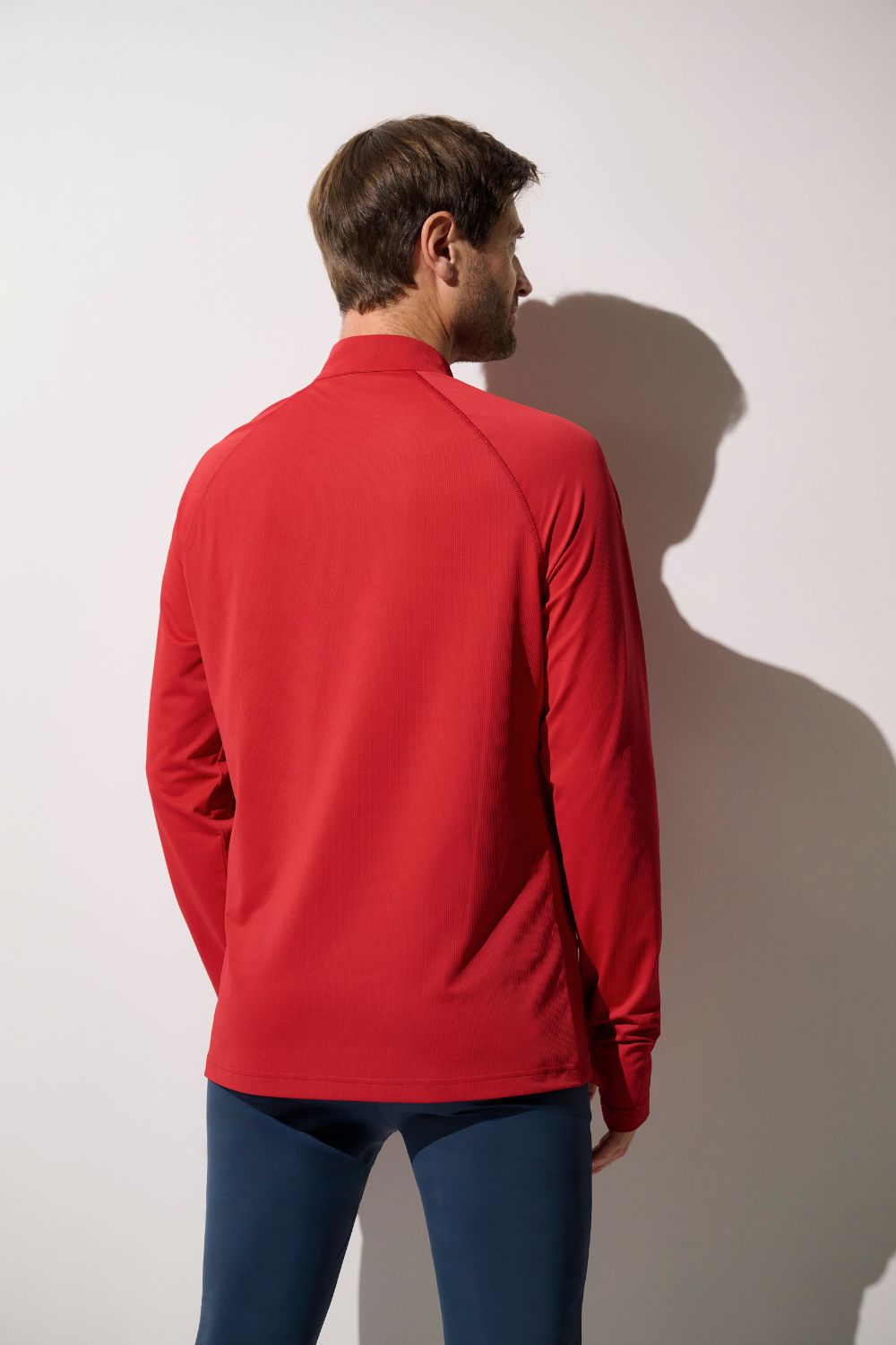 T-shirt zippé anti-UV - Boston rouge pour homme, léger, UPF 50+, idéal pour activités de plein air.