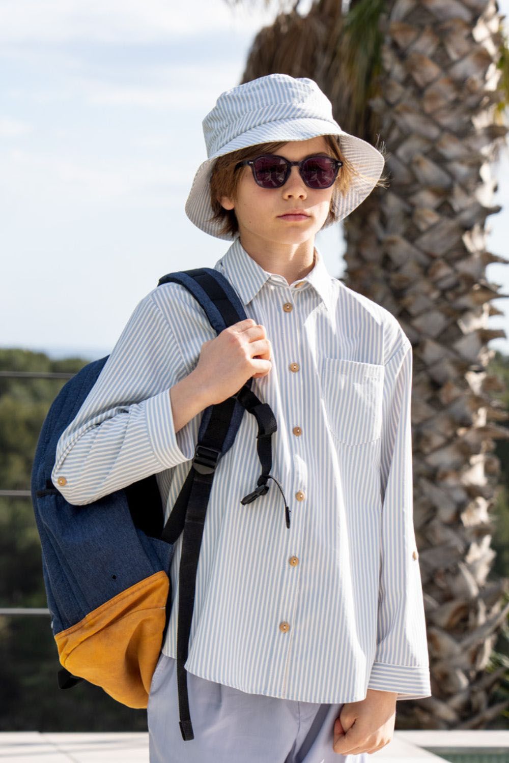 Chemise anti-UV - Sylt rayée pour enfant, légère et confortable, idéale pour la protection solaire quotidienne.