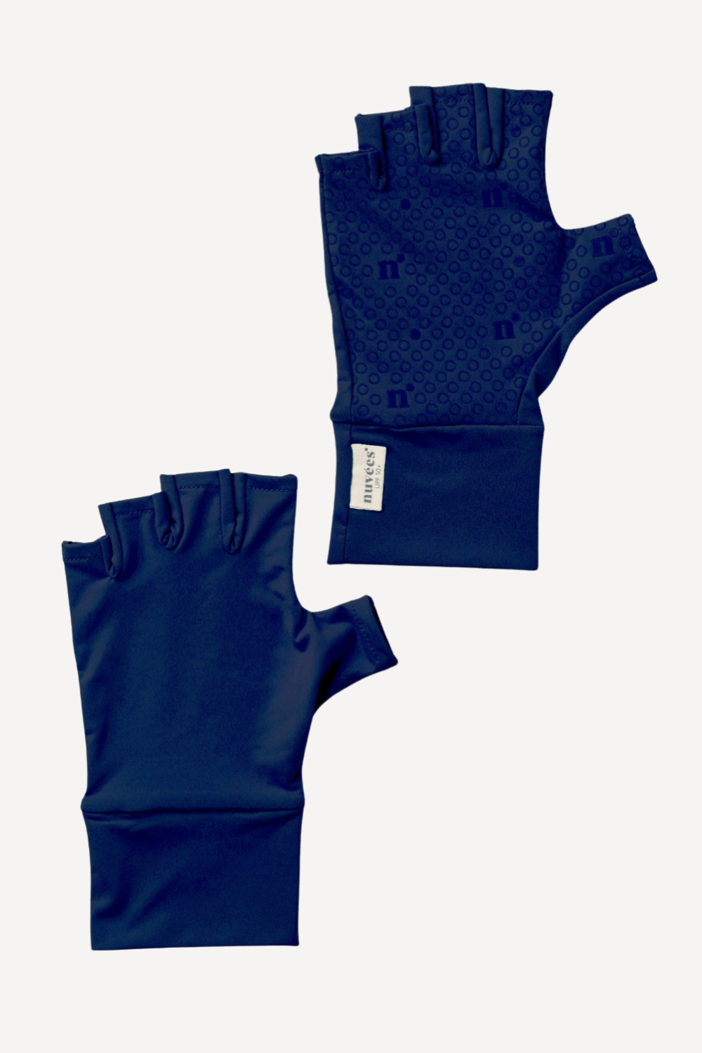 Mitaines anti-UV bleues pour femme, confortables et respirantes, offrant protection UPF 50+ au soleil.