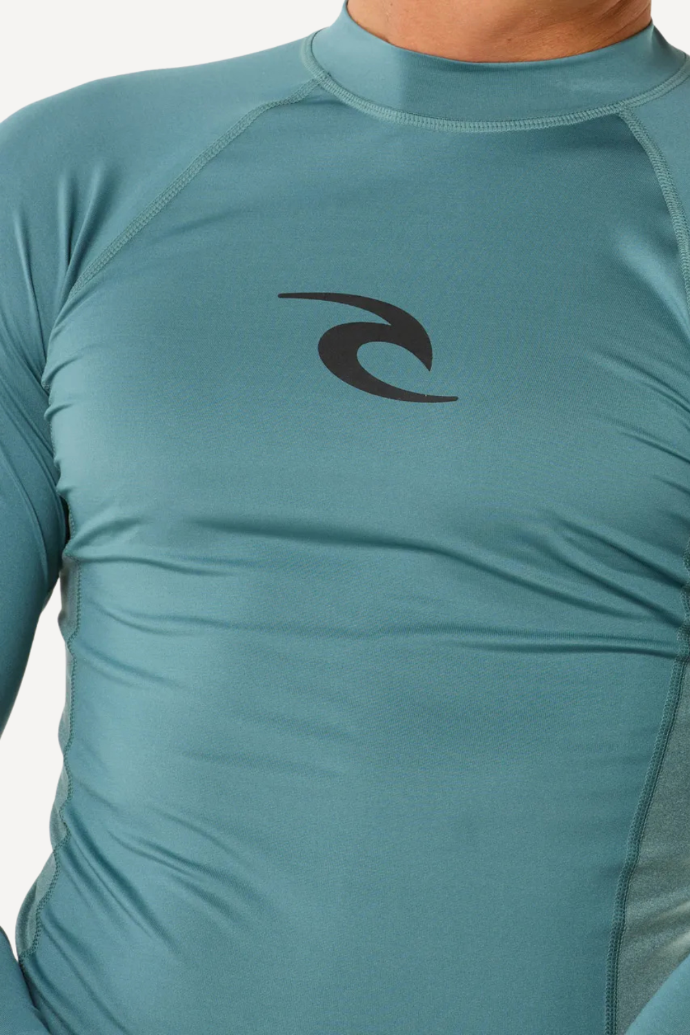 T-shirt de bain anti-UV homme en lycra bleu, manches longues, protection solaire UPF 50+ pour sports aquatiques.