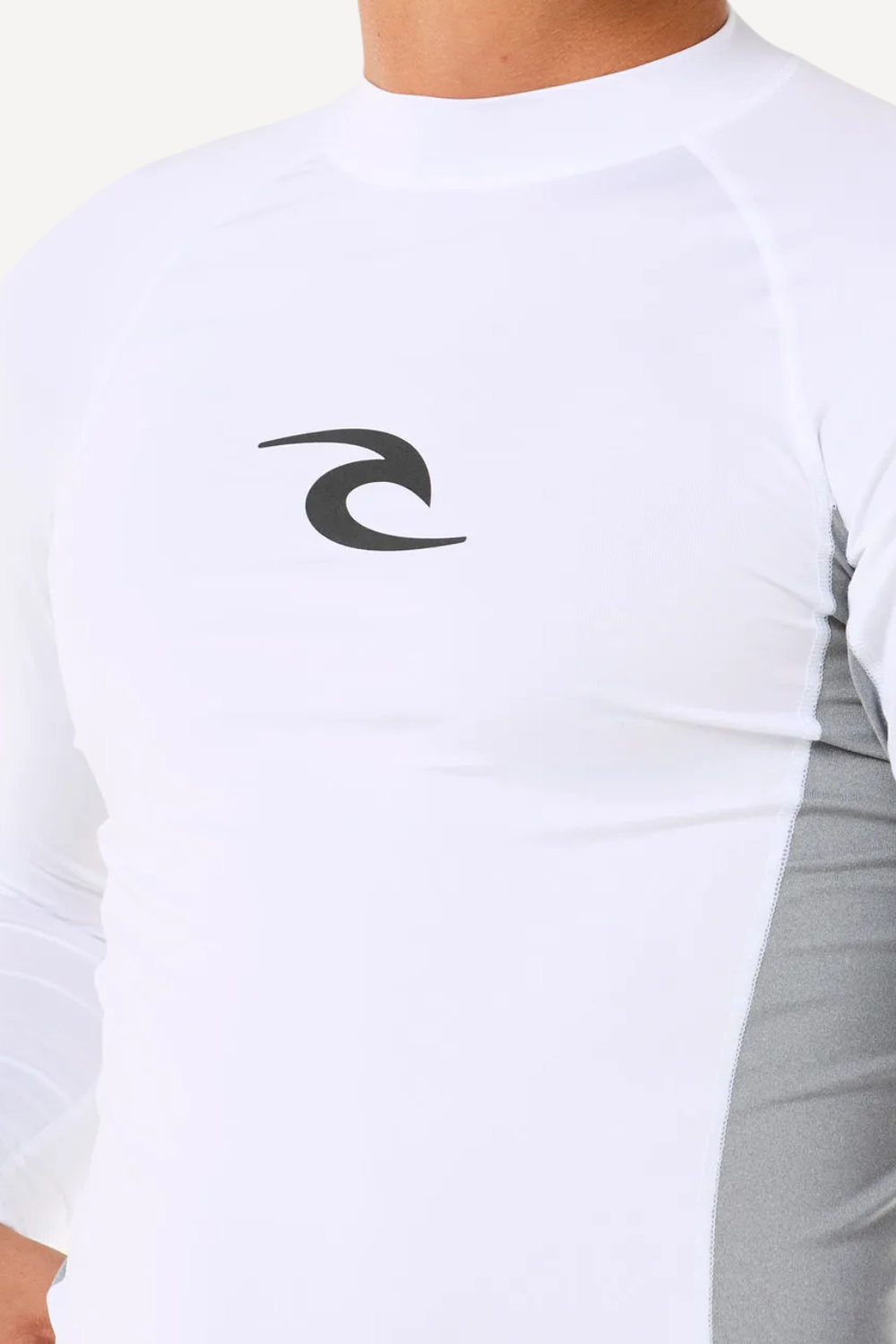 T-shirt de bain anti-UV blanc pour homme, avec protection solaire UPF 50+, idéal pour la plage et le surf.