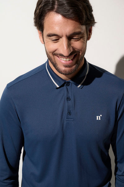 Polo anti-UV pour homme, bleu foncé, léger et respirant, idéal pour le sport en extérieur, UPF 50+.