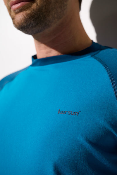 T-shirt de bain anti-UV - Moorea pour homme, en bleu, léger et respirant, UPF 50+ pour protection solaire.