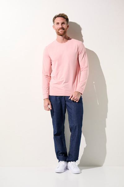 T-shirt anti-UV Saint-Malo pour homme, léger et confortable, manches longues UPF 50+, coloris rose.