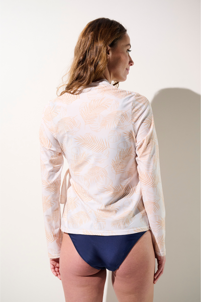 Veste de bain anti-UV - Capri pour femme, manches longues, légère, UPF 50+, motif feuillage, idéale pour la plage.