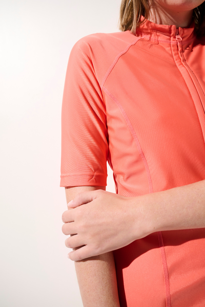 Veste de bain anti-UV - Malta, pour femme, légère, couleur corail, idéale pour baignade et sports aquatiques, UPF 50+.