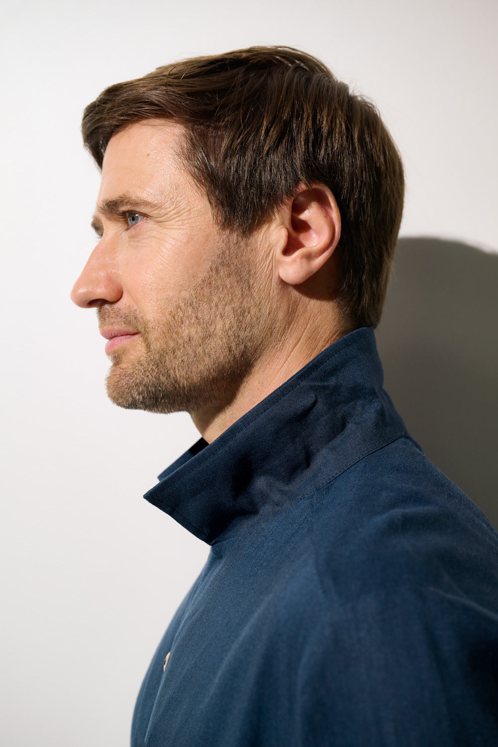 Chemise anti-UV - Sylt pour homme, coloris bleu, protection solaire avec col montant, léger et élégant.