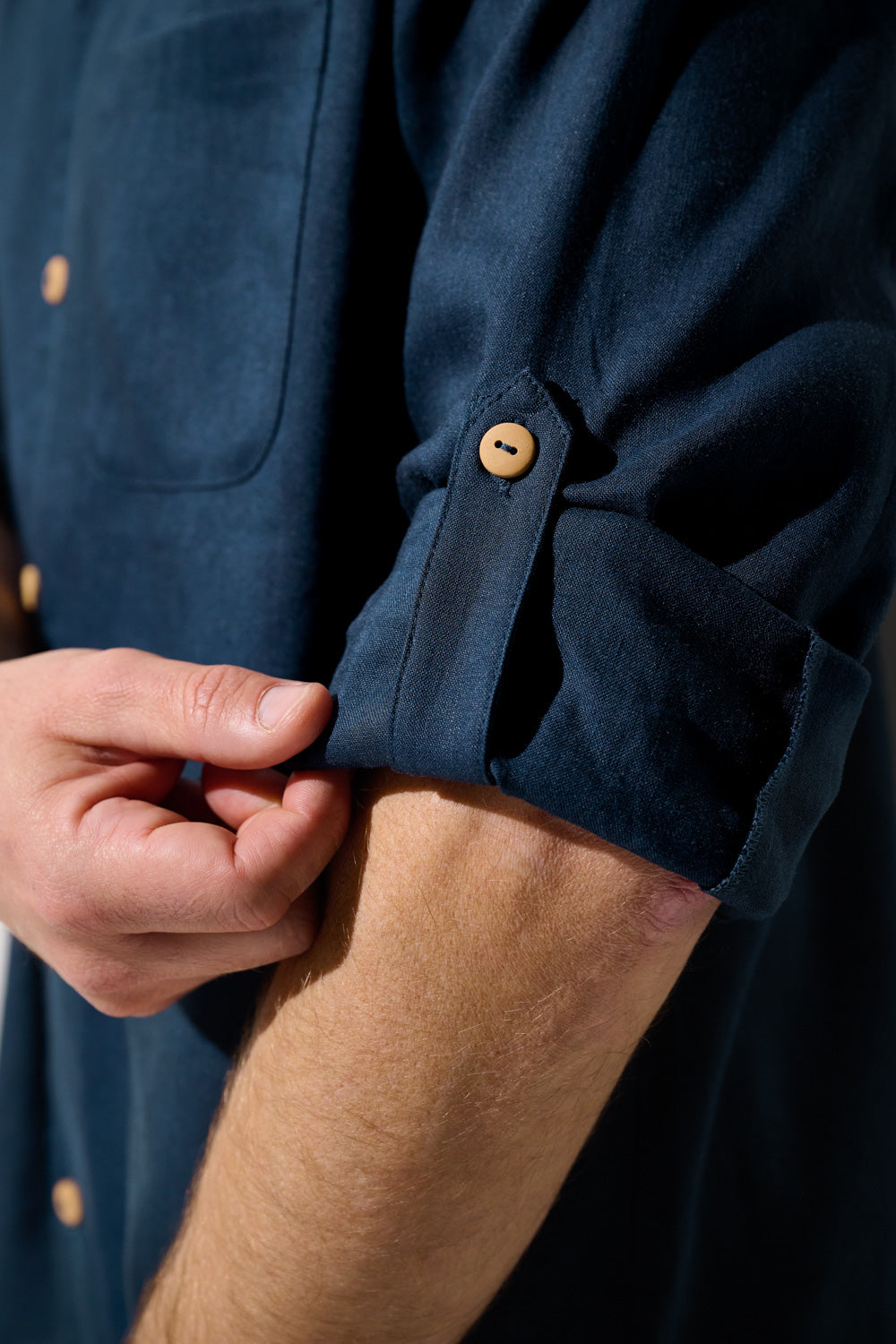 Chemise anti-UV - Sylt, homme en tissu léger, manches longues retroussées, protection solaire UPF 50+.
