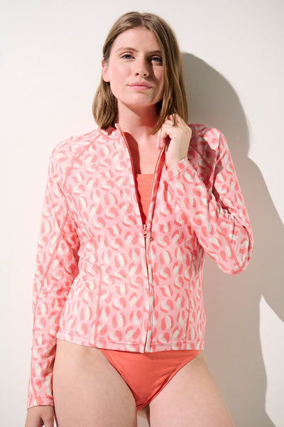 Veste de bain anti-UV - Moorea en rose pour femme, légère et respirante, idéale pour la plage avec protection UPF 50+.