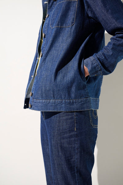 Veste anti-UV Saint-Malo en jean pour femme, respirante et élégante, idéale pour se protéger du soleil.