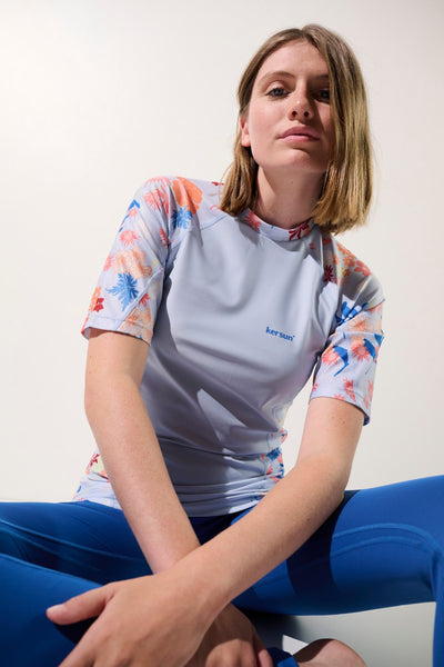 T-shirt de bain anti-UV - Moorea pour femme, léger et extensible, motifs floraux, UPF 50+.