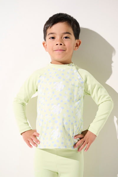 T-shirt de bain anti-UV - Samoa pour garçon, vert clair, UPF 50+, idéal pour la plage et la protection solaire.