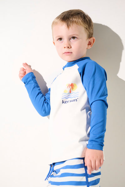 Veste de bain anti-UV - Fidji pour enfant, tissu léger UPF 50+, manches longues, colorée, par Ker Sun.