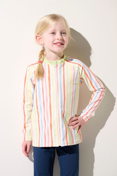 Veste de bain anti-UV - Fidji pour fille, rayée, manches longues, UPF 50+, idéale pour la plage et la piscine.