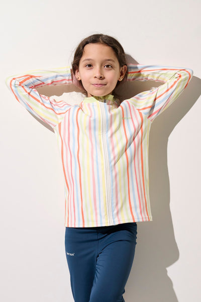Veste de bain anti-UV - Fidji, rayée pour enfant, légère et UPF 50+, parfaite pour la plage et protection solaire.