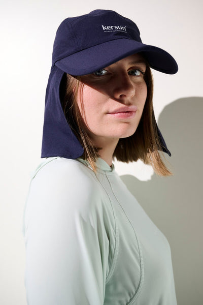 Casquette anti-UV - Sequoia en bleu marine, protection solaire UPF 50+ pour femme, idéale pour des activités sportives.