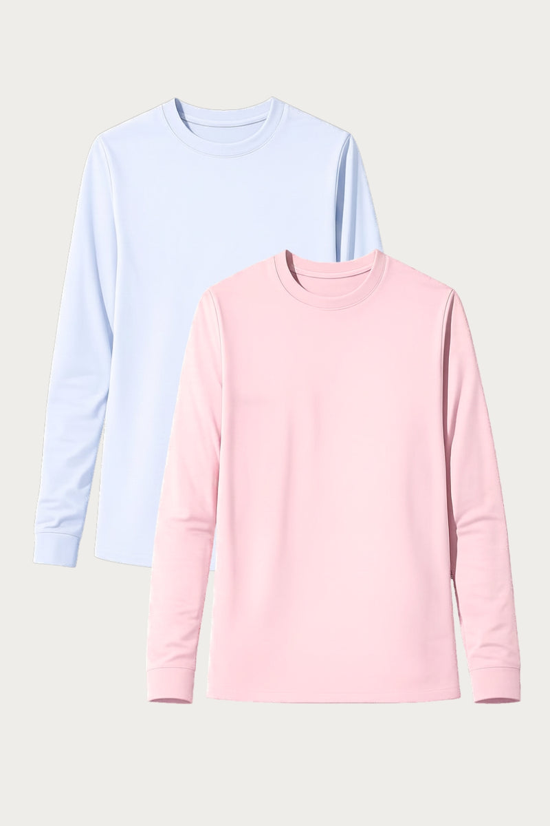 LOT - 2 x T-shirt anti-UV - Saint-Malo (Nuage d'été/Macaron Glacé) légers, manches longues pour homme, protection solaire UPF 50+.