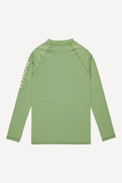 T-shirt de bain anti-UV vert clair à manches longues, UPF 50+, pour enfants, idéal pour les activités aquatiques.