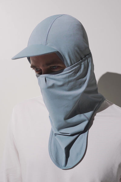 Cagoule visière anti-UV - Ventoux, légère et respirante, pour homme, couleur bleue, protection solaire UPF 50+.