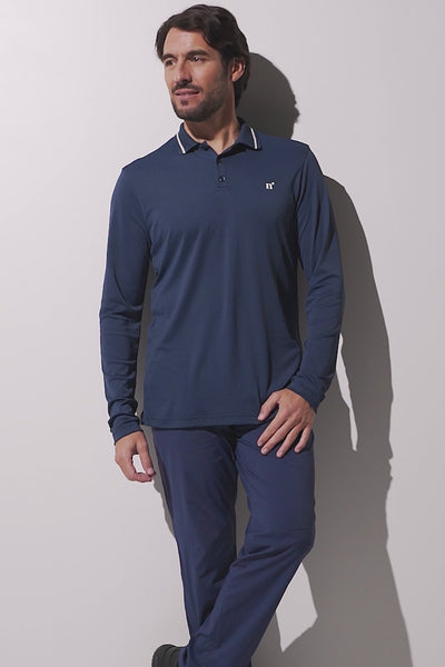 Polo anti-UV - Augusta bleu pour homme, léger et respirant, offrant protection solaire UPF 50+.