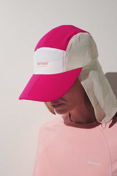 Casquette anti-UV - Sequoia rose et blanche pour femme, avec protection solaire complète et UPF 50+.